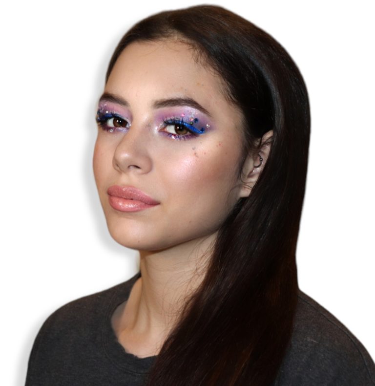 Euphoria inspired makeup with rhinestones and shimmer